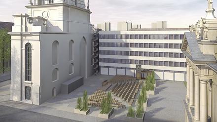 Nutzbar für Konzerte: So stellt sich Christopher Kohl die Freifläche vor dem Kirchturm vor