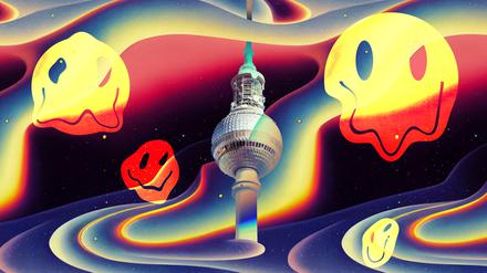 Sähe der Fernsehturm so aus, wenn man die legalen psychoaktiven Substanzen konsumierte? Die Verkäufer:innen raten davon ab.