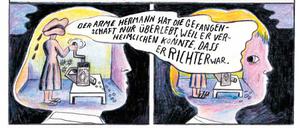 Eine Seite aus Katia Fouquets Beitrag „Der Radierer“.