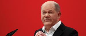 Bundeskanzler Olaf Scholz auf dem Bundesparteitag der SPD am 09.12.2023.
