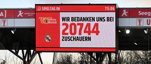 Rot auf weiß: Die Zuschauerzahl bei Union gegen Real Madrid. 