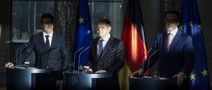 Die Spitzen der Ampel-Koalition: Robert Habeck, Olaf Scholz und Christian Lindner.
