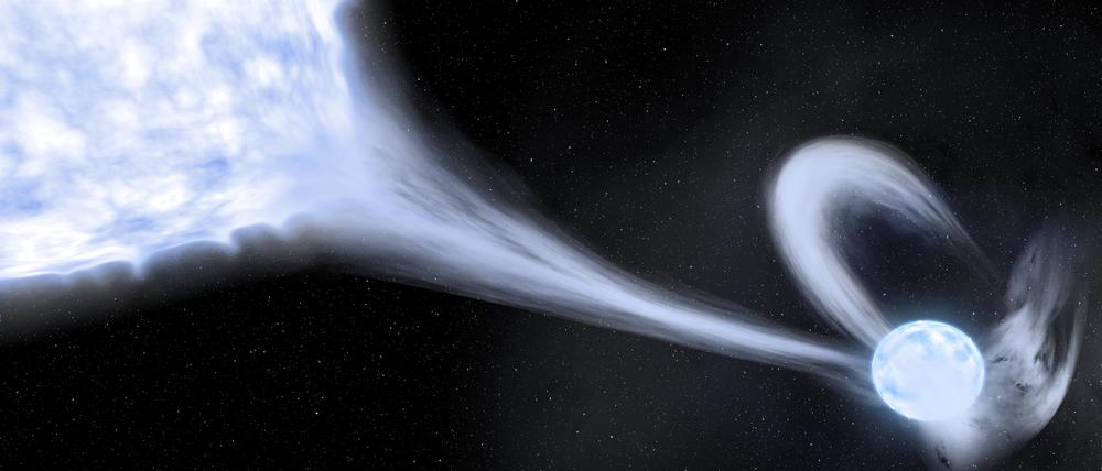 Die Entstehung eines Heliumsterns: Eine benachbarte Sonne entreißt ihm den Wasserstoff. 