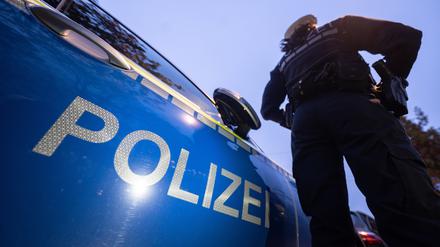 ARCHIV - 30.11.2023, Baden-Württemberg, Stuttgart: Eine Polizistin steht im Rahmen eines Fototermins neben einem Polizeifahrzeug (gestellte Szene). Wegen des Verdachts der Mitgliedschaft in einer ausländischen terroristischen Vereinigung hat die Bundesanwaltschaft in Berlin und im niederländischen Rotterdam insgesamt vier mutmaßliche Mitglieder der islamistischen Hamas festnehmen lassen. (zu dpa «Mutmaßliche Hamas-Mitglieder in Berlin festgenommen») Foto: Marijan Murat/dpa +++ dpa-Bildfunk +++