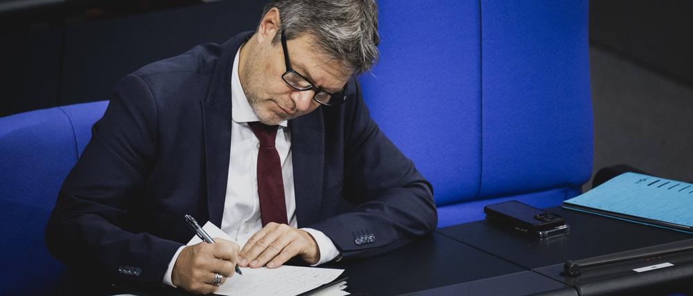Bundeswirtschaftsminister Robert Habeck bei einer Sitzung des Deutschen Bundestages am 14. Dezember.