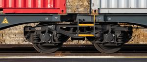 Container, die auf einem Güterzug geladen sind, stehen auf dem Gelände des Black Forest Terminal (BFT). Die Schweiz stellt sich beim Bahnverkehr über die Rheinstrecke aus Deutschland auf zwei weitere Jahre «in Krisenmodus» ein. 