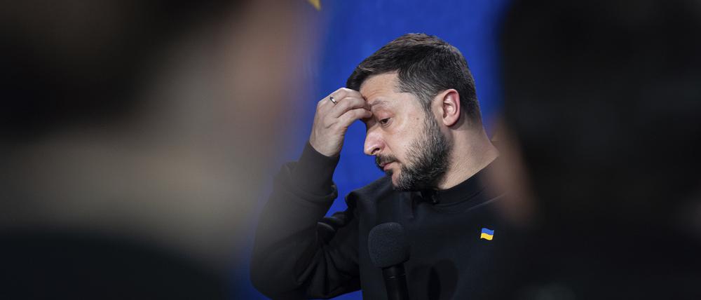 Wolodymyr Selenskyj, Präsident der Ukraine, spricht während seiner Jahresend-Pressekonferenz.