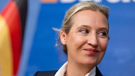 AfD-Chefin Alice Weidel bei einer Pressekonferenz nach den Landtagswahlen in Bayern und Hessen.