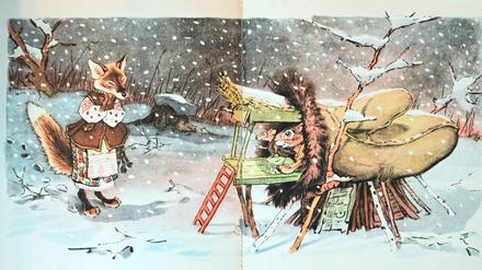 „Wer wohnt in diesem Handschuh?“ Szene aus dem 1957 erschienenen Kinderbuch „Der Fausthandschuh“.