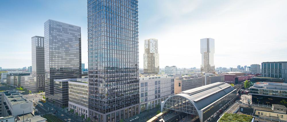 Computersimulation der Hochhäuser am Alexanderplatz.