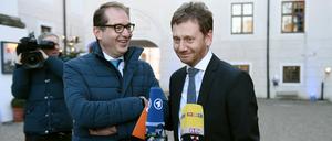 Sind sich einig: der Ministerpräsident von Sachsen, Michael Kretschmer (CDU), und CSU-Landesgruppenchef Alexander Dobrindt (links) im Jahr 2018.