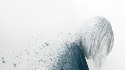 trauma22 Composite image of a woman in profile using dispersion effect