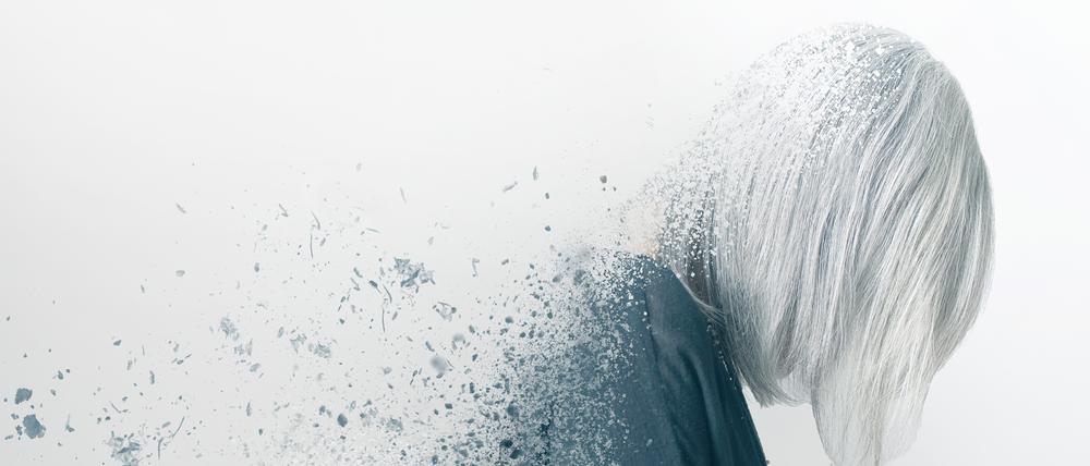 trauma22 Composite image of a woman in profile using dispersion effect