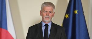Der tschechische Präsident Petr Pavel bei einer Pressekonferenz nach einer außerordentlichen Kabinettssitzung.
