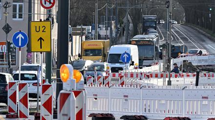 Neue Straßenführung am Leipziger Dreieck in Potsdam (Archivbild).