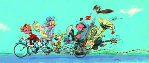 Einige von Franquins berühmtesten Figuren auf einem Gruppenbild.