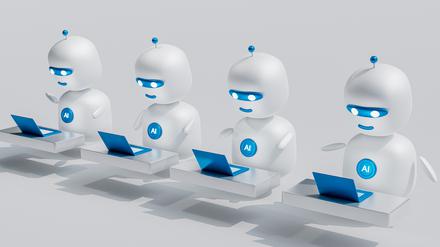 Her mit den neuen Jungredakteuren. Synthetische, mittels KI erstellte Medien werden als die Zukunft der Medienbranche gehandelt. 