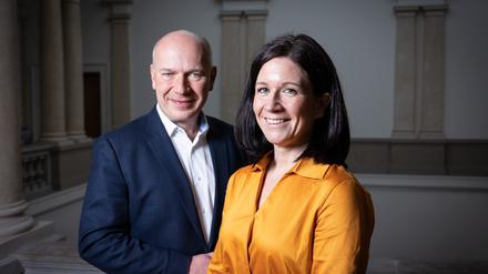 Kai Wegner und Katharina Günther-Wünsch (beide CDU) am 2.02.2023 im AGH kurz vor der Wiederholungswahl in Berlin.