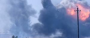 Feuer nach einer Explosion auf der Krim