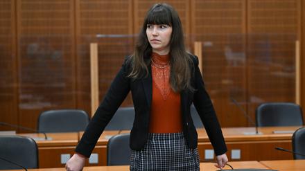 Carla Hinrichs, Klimaaktivistin der Letzten Generation, im Januar 2024 bei einem Prozess in Frankfurt.