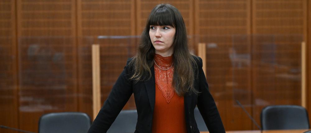 Carla Hinrichs, Klimaaktivistin der Letzten Generation, im Januar 2024 bei einem Prozess in Frankfurt.