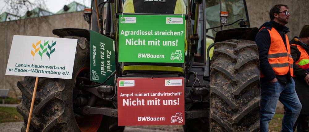 Mahnwache des Landesbauernverbands Baden-Württemberg am Samstag in Stuttgart.