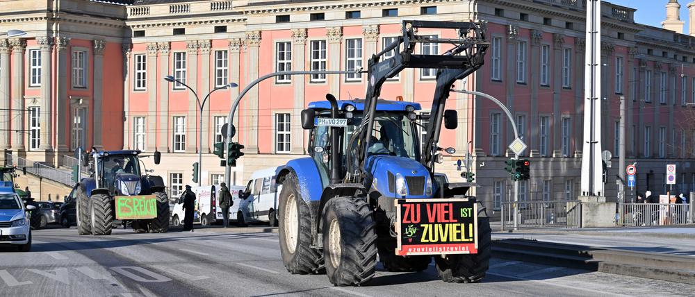 Potsdam, 08.01.2024. Bauernprotest haben auch in Brandenburg stattgefunden.