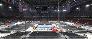 Größte Handball-Arena der Welt. Die Halle in Düsseldorf vor dem Start.