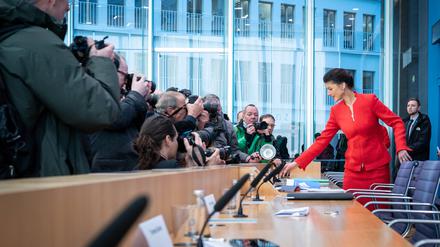 Sahra Wagenknecht, Galionsfigur des nach ihr benannten BSW, bei der Pressekonferenz zur Parteigründung in Berlin.