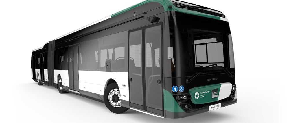 So sieht der 18 Meter lange Elektrobus aus, der ab 2025 in Potsdam fahren soll.
