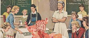 Grosz verwurstet, was auf den Tisch kommt: „Cookery Class“, 1958, Collage