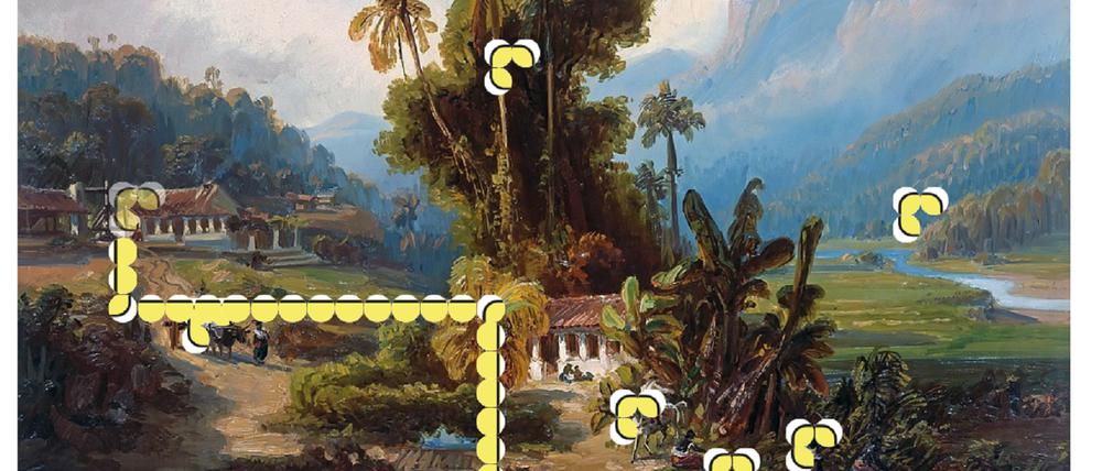 Fuchsgrubers Studierende versahen unter anderem Friedrich Konrad Bellermanns „Zuckerrohrplantage von San Esteban bei Puerto Cabello“ mit machtkritischen Hinweisen. 