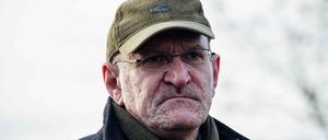 Henrik Wendorff President of the Brandenburg Farmers' Association looks on during a protest rally against government plans to scrap diesel tax subsidies for agriculture vehicles on the sidelines of a visit by German Chancellor Olaf Scholz to a new plant of the national railway company Deutsche Bahn (DB) in Cottbus, eastern Germany, on January 11, 2024. Farmers have been up in arms over government plans to withdraw tax breaks for the agricultural sector. The government already partially walked back the planned subsidy cuts. (Photo by JENS SCHLUETER / AFP)