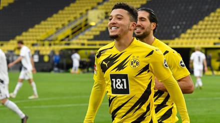 Jadon Sancho bejubelt eines von insgesamt 50 Pflichtspieltoren für den BVB. Nun sollen weitere dazukommen.