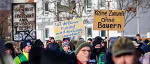 Bauerndemo vor dem neuen ICE-Werk in Cottbus.