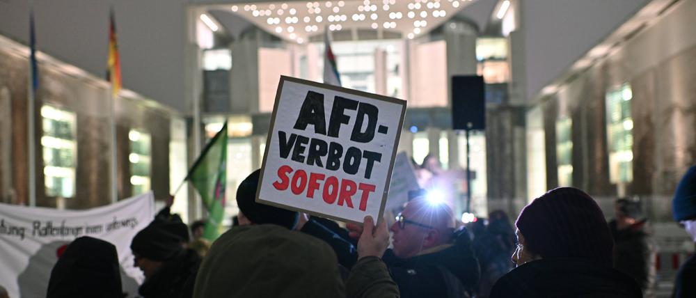 In Berlin und Hamburg wurde am Freitag bei Demos ein Verbot der AfD gefordert.