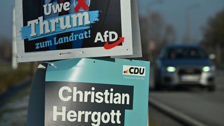 Vor der Wahl. Plakate im Thüringer Saale-Orla-Kreis.