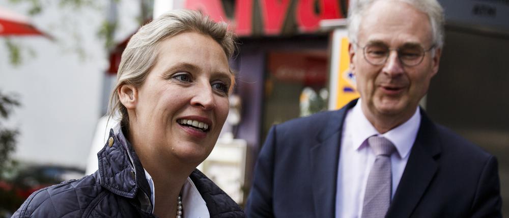 Alice Weidel, Co-Vorsitzende der AfD-Bundestagsfraktion, und iihr Referent Roland Hartwig.