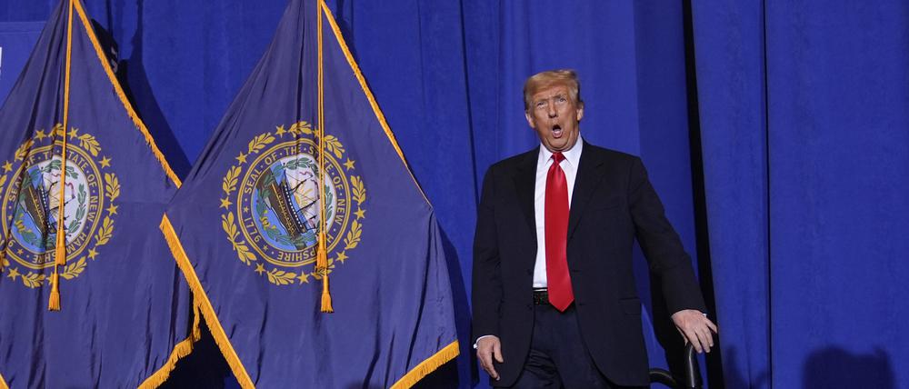 Ex-Präsident Donald Trump bei einer Wahlkampfveranstaltung in Atkinson, New Hamsphire.