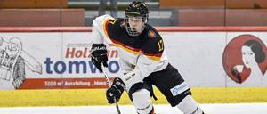 Rio Kaiser (hier im Trikot der U18-Nationalmannschaft) zählt zu den größten deutschen Eishockeytalenten.