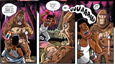 Eine Seite aus „Die drei ??? Hotel Bigfoot“ von Christopher Tauber und Calle Claus.
