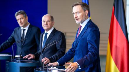 Robert Habeck, Olaf Scholz und Christian Lindner.