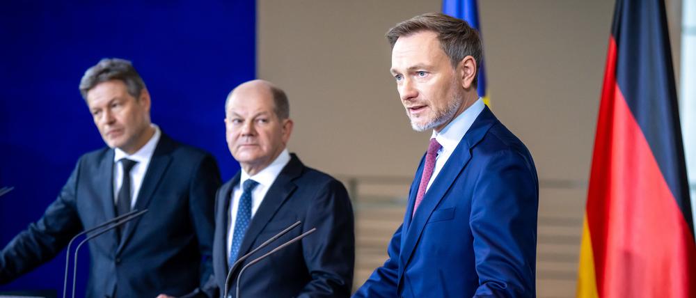 Robert Habeck, Olaf Scholz und Christian Lindner.