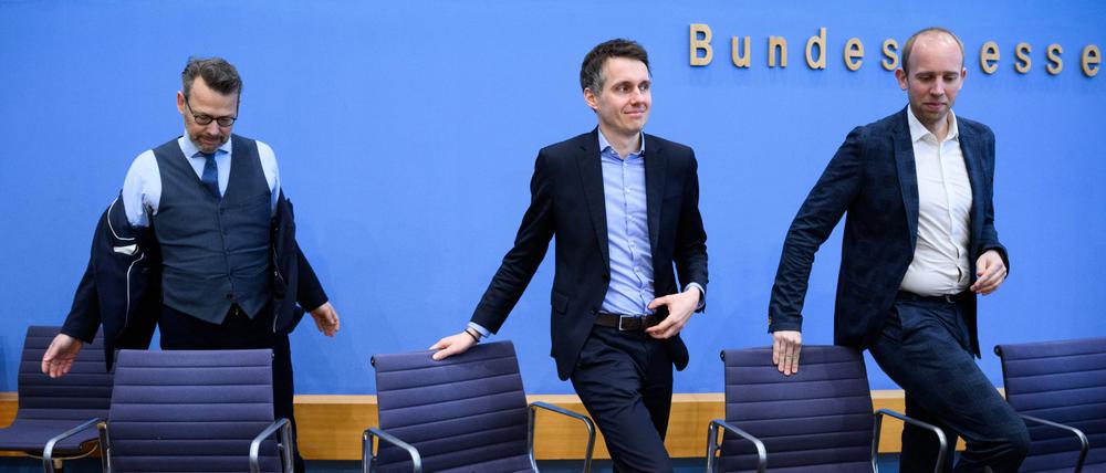 Die Chefhaushälter der Ampelkoalition: Otto Fricke (FDP), Sven-Christian Kindler (Grüne), Dennis Rohde (SPD).