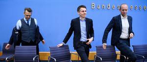 Die Chefhaushälter der Ampelkoalition: Otto Fricke (FDP), Sven-Christian Kindler (Grüne), Dennis Rohde (SPD).