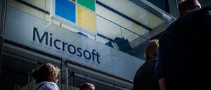 Logo des US-Konzerns Microsoft, der Ziel eines Hackerangriffs gewesen ist.