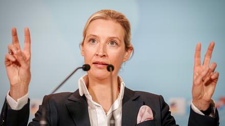 Alice Weidel, AfD-Bundesvorsitzende und Fraktionsvorsitzende der AfD, gibt zu Beginn der Fraktionssitzung ihrer Partei ein Pressestatement. Sie findet, der Brexit könne auch für Deutschland ein Modell sein.