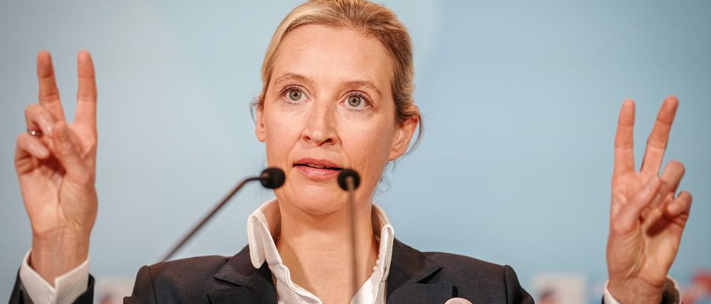 Alice Weidel, AfD-Bundesvorsitzende und Fraktionsvorsitzende der AfD, gibt zu Beginn der Fraktionssitzung ihrer Partei ein Pressestatement. Sie findet, der Brexit könne auch für Deutschland ein Modell sein.