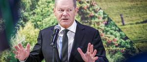 Bundeskanzler Olaf Scholz (SPD) gibt nach seinem Rundgang auf der Grünen Woche ein Pressestatement. Vom 19. bis 28. Januar 2024 findet die 88. Ausgabe der Grünen Woche, einer internationalen Leitmesse für Ernährung, Landwirtschaft und Gartenbau, statt.