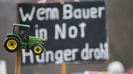 Protest von Bauern am Brandenburger Tor in Berlin. 